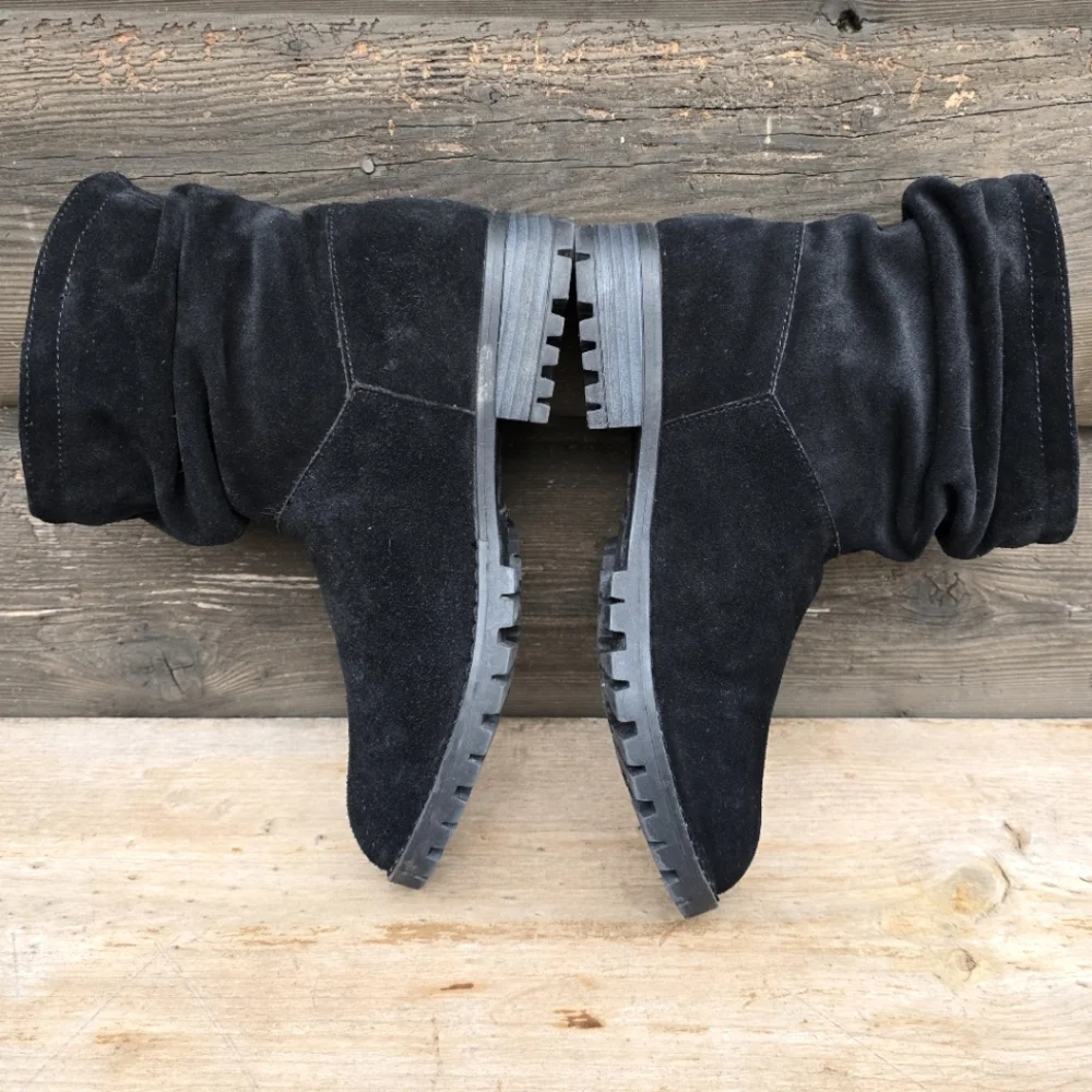 Chinese Laundry Flip Moto Minimalist Suede Slouch Lug Sole Bootie 6.5M